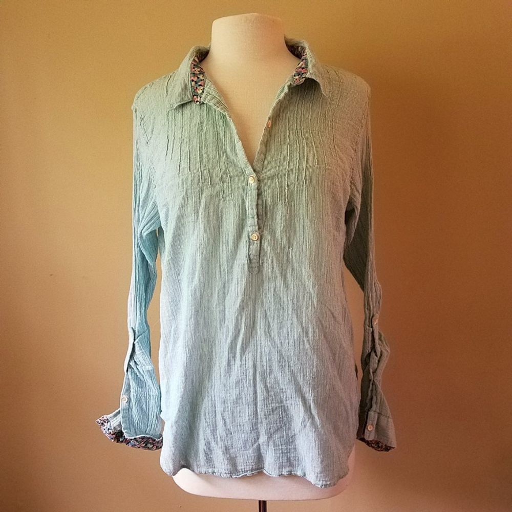Anthropologie Isabella Sinclair Altay Blue Top XL